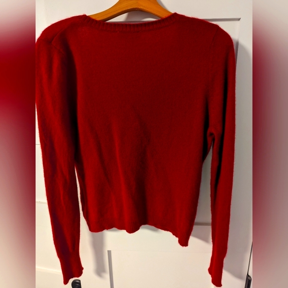 Red 100% Cashmere Cardigan Sweater - Picture 2 of 3